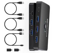 Répartiteur de commutation USB compact pour connexion simultanée double PC, transfert de fichiers rapide 5 Gbit/s Plug and Play pour ordinateur double adaptateur USB