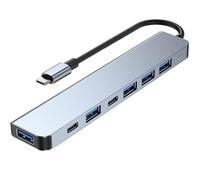 Répartiteur de concentrateur USB C, 7 en 1, adaptateur multiport USB C