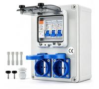 Répartiteur de courant avec interrupteur FI 30mA coffret électrique étanche extérieur IP67 Tableau avec 2 prises Schuko 230V