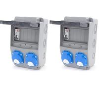 Répartiteur de courant de chantier 6NO 2 x 230 V + LS et FI câblé (2 x 230 V + 1 x LS C16) (Lot de 2)