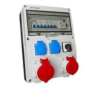 Répartiteur de courant de chantier avec interrupteur 0-1 ECO-S/FI 32A/5P 16A/5P 2 x 230 V avec boulons de terre Distributeur mural