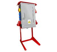 Répartiteur de Courant de Chantier avec Support OS-S/FI - Interrupteur FI - 2 x 32 A, 1 x 16 A - Prise CEE 8 x 230 V - IP44 Doktorvolt