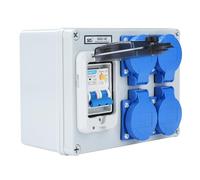 Répartiteur de courant de construction 16A Distributeur de courant fort Distributeur mural avec interrupteur 63A 1P+N Répartiteur de courant 16A avec 4 prises (250V 2 pôles) IP54 étanche.