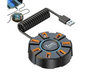 Répartiteur de hub USB - Adaptateur de Port Rond de 30 cm, Expandeur de données à sept voies | Accessoires Multifonctions Illuminé Clavier Flash Drive Ordinateur Portable Utilisation Station La