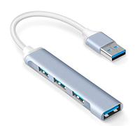 Répartiteur de port USB 4 ports : extenseur de port USB | Hub USB 3.0 Dongle multiport pour bureau, ordinateur portable, PC, Dell, HP - Alliage d'aluminium