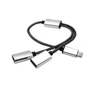 Répartiteur de port USB - Cordon de chargement de données - 2 en 1 Extenseur Station d'accueil Adaptateur Splitter pour clavier, caméra, voiture, bureau, maison, voyage
