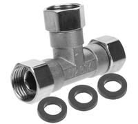 Répartiteur de Robinet 3 Voies Raccord en Acier Inoxydable, 1/2 | Joints en Caoutchouc, Filetage Intérieur et Extérieur, pour Machine à Laver, Arrêt, Jardin