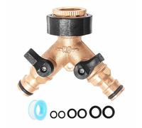 Répartiteur de robinet de jardin en laiton massif - Kit de connecteur de tuyau d'arrosage double voie 1,9 cm, séparateur rapide individuel, marche/arrêt | Valve Y anti-fuite raccord standard