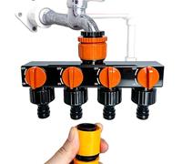 Répartiteur de robinet d'eau - Distributeur de tube de robinet à 4 voies, distributeur d'eau réglable - pour camping, agriculture, paysage, jardin, pelouse, arrière-cour, extérieur RV égout