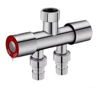 Répartiteur de robinet en acier inoxydable pour machine à laver avec deux vannes et 1 entrée 2 sorties avec 4 connexions rapides et 6 interfaces filetées (C)