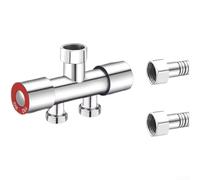 Répartiteur de robinet en acier inoxydable pour machines à laver avec deux vannes et 1 entrée 2 sorties avec 4 connexions rapides et 6 interfaces filetées (A)