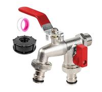 Répartiteur de Tuyau 2 Voies - Adaptateur de Robinet avec valves, connecteur d'irrigation en de Zinc en métal Durable pour Jardin extérieur, Serre, Camping-Car, Lavage de Voiture | Outils d'ar