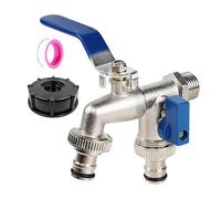 Répartiteur de Tuyau 2 Voies - Adaptateur de Robinet avec valves, connecteur d'irrigation en de Zinc en métal Durable pour Jardin extérieur, Serre, Camping-Car, Lavage de Voiture | Outils d'ar