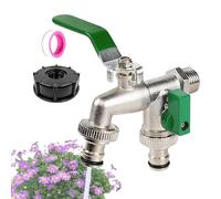 Répartiteur de Tuyau 2 Voies - Adaptateur de Robinet avec valves, connecteur d'irrigation en de Zinc en métal Durable pour Jardin extérieur, Serre, Camping-Car, Lavage de Voiture | Outils d'ar