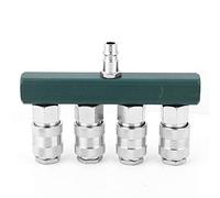 Répartiteur de tuyau d'air à 4 voies, collecteur à connexion rapide à 5 ports de style T, coupleur universel de séparateur de compresseur d'air à fiche mâle NPT de 1/4", adaptateur de raccord pneumat
