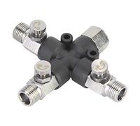 Répartiteur de Tuyau D'air en Métal Réglable à Trois Voies pour Aérographe et Mini Compresseur D'air, Raccord D'aérographe à Trois Voies 1/8 avec Volume de Gaz Réglable