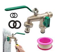 Répartiteur de tuyau d'arrosage 2 voies avec double sortie | Robinet de cuisine à double buse pour jardin, pelouse, extérieur, jardin, jardin, irrigation, cuisine, buanderie