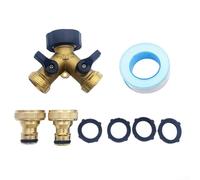 Répartiteur de tuyau d'arrosage 2 voies en laiton avec deux valves de commande pour permettre l'utilisation simultanée ou sélective de deux tuyaux attachés