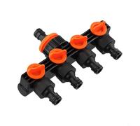 Répartiteur de tuyau d'arrosage à 4 voies avec valves individuelles, distributeur d'eau pour irrigation de pelouse, inverseur de robinet en plastique robuste pour système d'arrosage, convient aux