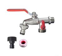 Répartiteur de tuyau d'arrosage en cuivre 1 entrée 2 sorties, adaptateur de robinet d'eau en laiton avec mamelon en plastique noir et ruban brut, connecteur de robinet extérieur pour équipement