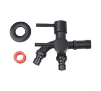 Répartiteur de tuyau d'arrosage en laiton de 1,9 cm à double sortie pour machine à laver et lave-vaisselle - Connecteur robuste avec interrupteurs indépendants Norme britannique (noir)