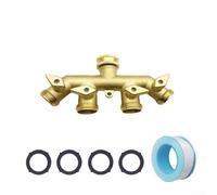 Répartiteur de tuyau en laiton 4 voies, connecteur de robinet de jardin avec robinet à boisseau sphérique en métal à haut débit pour arrosage extérieur et irrigation agricole, finition cuivre (tout