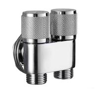 Répartiteur de vanne d'angle triple connexion un à deux avec double sorties et contrôle du débit indépendant pour systèmes d'eau ménagers et connexions d'appareils (A-Argent)