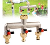 Répartiteur D'eau 3/4" En Laiton, Laiton Garden Tap Splitter, Adaptateur Tuyau Arrosage, avec Adaptateur, Distributeur De 3/4" Pour Machine à Laver, Cuisine (Répartiteur D'eau 3 Voies)