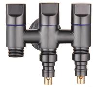 Répartiteur d'eau 3 voies en acier inoxydable pour connecter simultanément la machine à laver, le lave-vaisselle et l'entrée des toilettes (C)