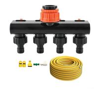 Répartiteur d'eau à 4 voies avec quatre interrupteurs individuels et raccords à connexion rapide pour un acheminement flexible de l'eau en extérieur