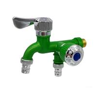 Répartiteur d'eau à double bouche pour machine à laver avec deux sorties - Connecteur de robinet en plastique durable compatible avec serpillère, balcon, salle de bain et jardin (vert)