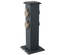 Répartiteur d'énergie, prise extérieure, poteau de prise, prise de jardin, étanche IP44 4 compartiments, gris inox, LxlxH 15,7x15,7x39,5cm