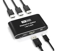 Répartiteur DisplayPort 1 entrée 3 sorties, répartiteur de port d'affichage pour trois moniteurs, prend en charge DSC 8K @ 60 Hz et 4K @ 120 Hz mode miroir, hub DP 2.1 MST, adaptateur 3 moniteurs pour