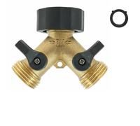 Répartiteur en Y 2 voies en laiton pour robinet d'arrosage double sortie avec robinets à boisseau sphérique individuels pour machine à laver tuyau réservoir d'eau