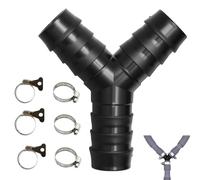 Répartiteur en Y 2 voies pour tuyaux 11152 avec bonde, colliers de fixation inclus, pour systèmes d’évacuation et raccordement de multiples appareils (lavage, cuisine).