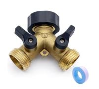 Répartiteur en Y à 2 voies avec robinets d'arrêt pour deux tuyaux d'alimentation pour connecter 2 appareils réfrigérateur et lave-vaisselle, 3/4 "