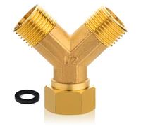 Répartiteur en Y en laiton 1/2", raccord à 2 voies en laiton à visser mobile, répartiteur en Y 1/2" IG x AG x AG, raccords de raccordement d'eau avec joint, raccord vissé mobile pour robinet