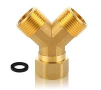 Répartiteur en Y en laiton 3/4", 3/4" en laiton, raccord vissé mobile avec joint, 3/4" AG x AG x IG, distributeur en Y, 2 voies pour raccordement d'eau, installations de chauffage