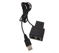 Répartiteur Ethernet 1 vers 2 pour RJ45, adaptateur réseau haut débit avec câble d'alimentation USB, commutateur Gigabit Ethernet pour la maison et le bureau (noir)