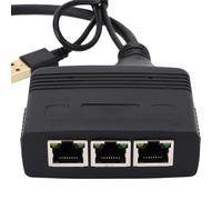 Répartiteur Ethernet Gigabit, Adaptateur Répartiteur Internet 1 à 3 RJ45 avec Câble d'alimentation USB, Répartiteur LAN Haute Vitesse 1000 Mbps pour TV, Décodeur, Routeur, etc.
