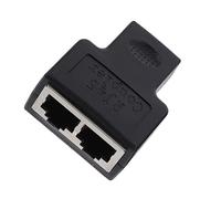 Répartiteur Ethernet Rj45 1 vers 2 en PC Noir, Adaptateur Réseau | Prise de Répartition pour Câble Unique, Deux Sorties Rj45, Usage Maison et Bureau