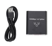 Répartiteur Ethernet RJ45 avec câble d'alimentation USB, répartiteur Gigabit RJ45, répartiteur Ethernet Haute Vitesse 1000 Mbps pour Console de Jeu TV Ordinateur, boîtier en (1 à 2)