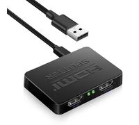 Répartiteur HDMI 1 Entrée 2 Sorties, Dispositif de Duplication d'écran Vidéo Haute Définition 4K Adaptateur HDMI Double Moniteur avec CâBle d'alimentation