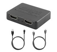 Répartiteur HDMI 1 vers 2 avec Câble Alim & HDMI 1M - Splitter Double Sortie 4K@60Hz HDR10, Hub Multi-Ports pour TV/PC/PS5/Xbox/Switch - 3D, Full HD 1080p, sans Lag, Plug & Play, HDCP 2.2