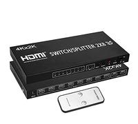 Répartiteur HDMI 2X8, commutateur HDMI vidéo Full HD 4K 2x8 divisé 2 en 8 Sorties Double Affichage pour PS3 Xbox PC vers Moniteur HDTV projecteur avec Alimentation