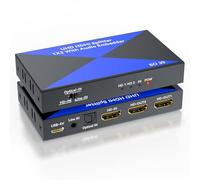 Répartiteur HDMI 4K 1 entrée 2 sorties avec embedder, HDMI 2.0, insert audio numérique analogique (optique/3,5 mm), HDCP 2.2, 2 écrans affichent le même contenu simultanément pour PS4/5, lecteur