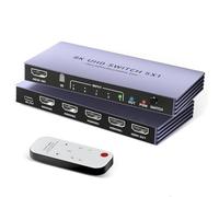 Répartiteur HDMI 4K 240 Hz 5 en 1 sortie - 8K @ 60 Hz Répartiteur HDMI avec télécommande 5 ports Switcher Box Support 3D HDR10+ CEC HDR HDCP2.3, pour PS5/4, Xbox, DVD, Nintendo PC, Apple TV, Fire