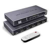 Répartiteur HDMI 4K 240Hz, commutateur HDMI 4 entrées 1 Sortie - Splitter Switch HDMI 8K 60Hz avec télécommande, HDR10+, HDMI 2.1, 3D, CEC, HDR, HDCP 2.3, pour PS5/4/3, Xbox, DVD, Nintendo, PC