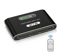 Répartiteur HDMI 4K avec télécommande, boîtier Switch HDMI 3 en 1, commutateur HDM en Aluminium à 3 Ports, supporte 4K HD 3D 1080P pour boîtier câble,Fire Stick,Nintendo Switch,Xbox,PS3/4,DVD Blu-Ray