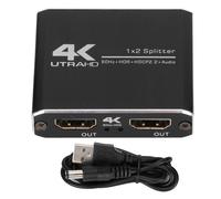 Répartiteur HDMI HD 1x2 4K 60 Hz HDMI 2.0 avec entrée audio, compatible HDR, gestion EDID, Plug and Play, compatibilité universelle, haute